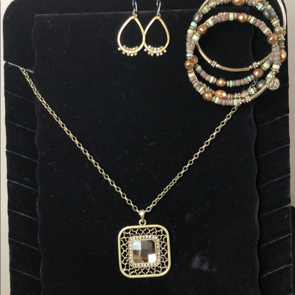 Jewelry set Gold Taupe Browns